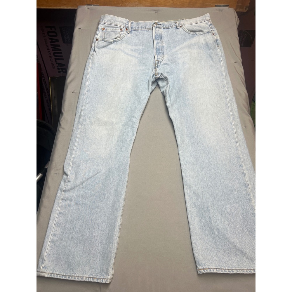 Levis 501 Original Fit Light Wash Button Fly Straight Leg Denim Jeans 40x30